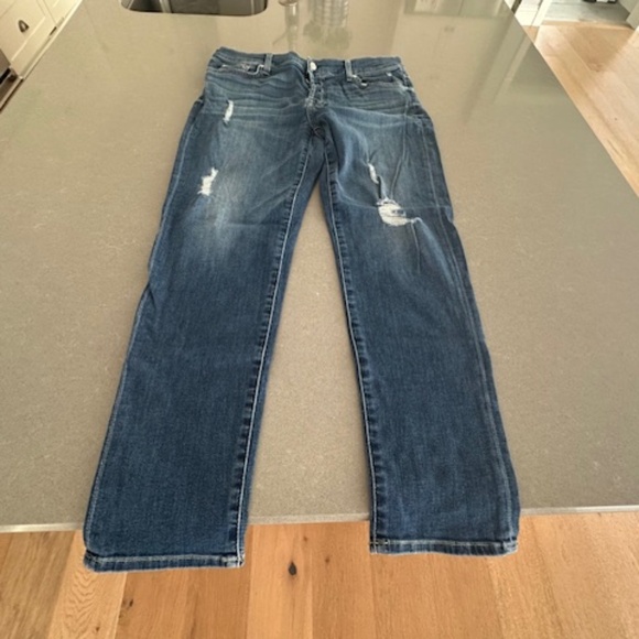 7 For All ManKind Women's Josephina Skinny Boyfriend Jeans-32x 28" Blue Jeans - Picture 1 of 10